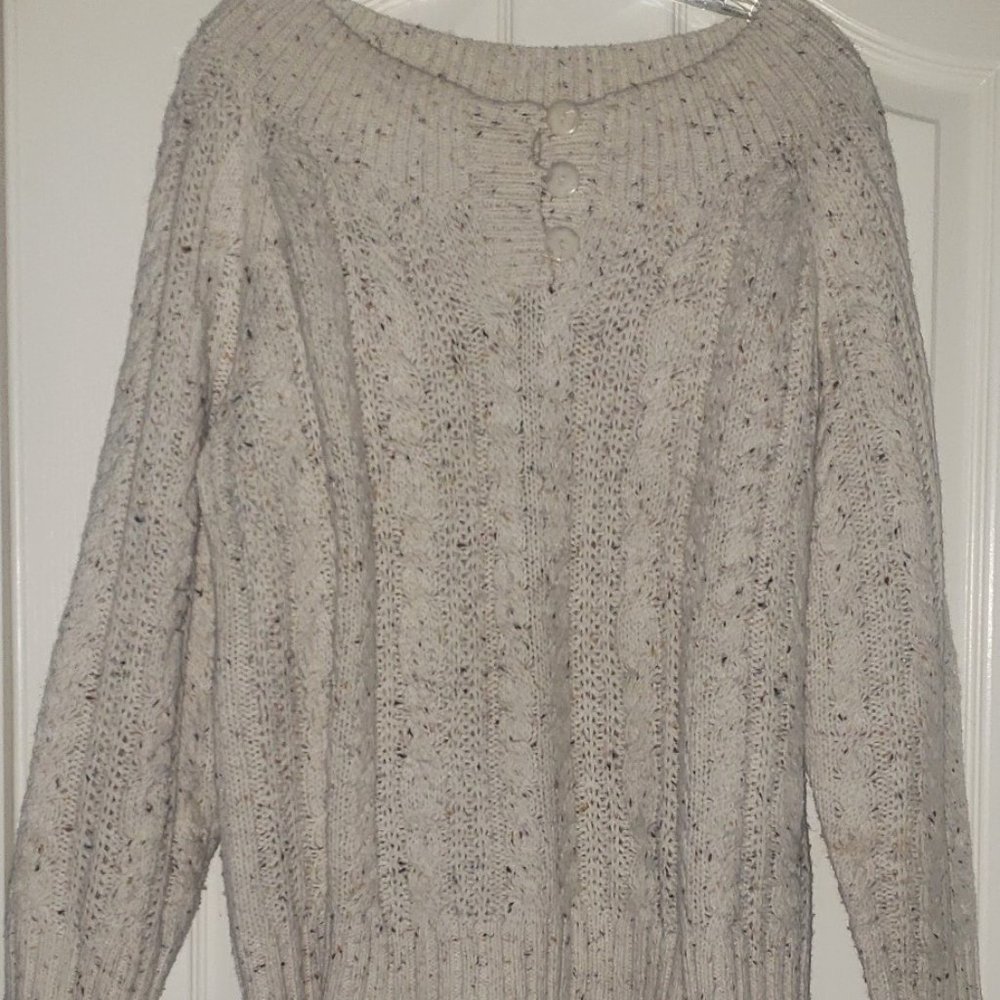 Dress Barn Woman 22/24 Pull-Over Sweater Oatmeal Multi 2 Botton Collar